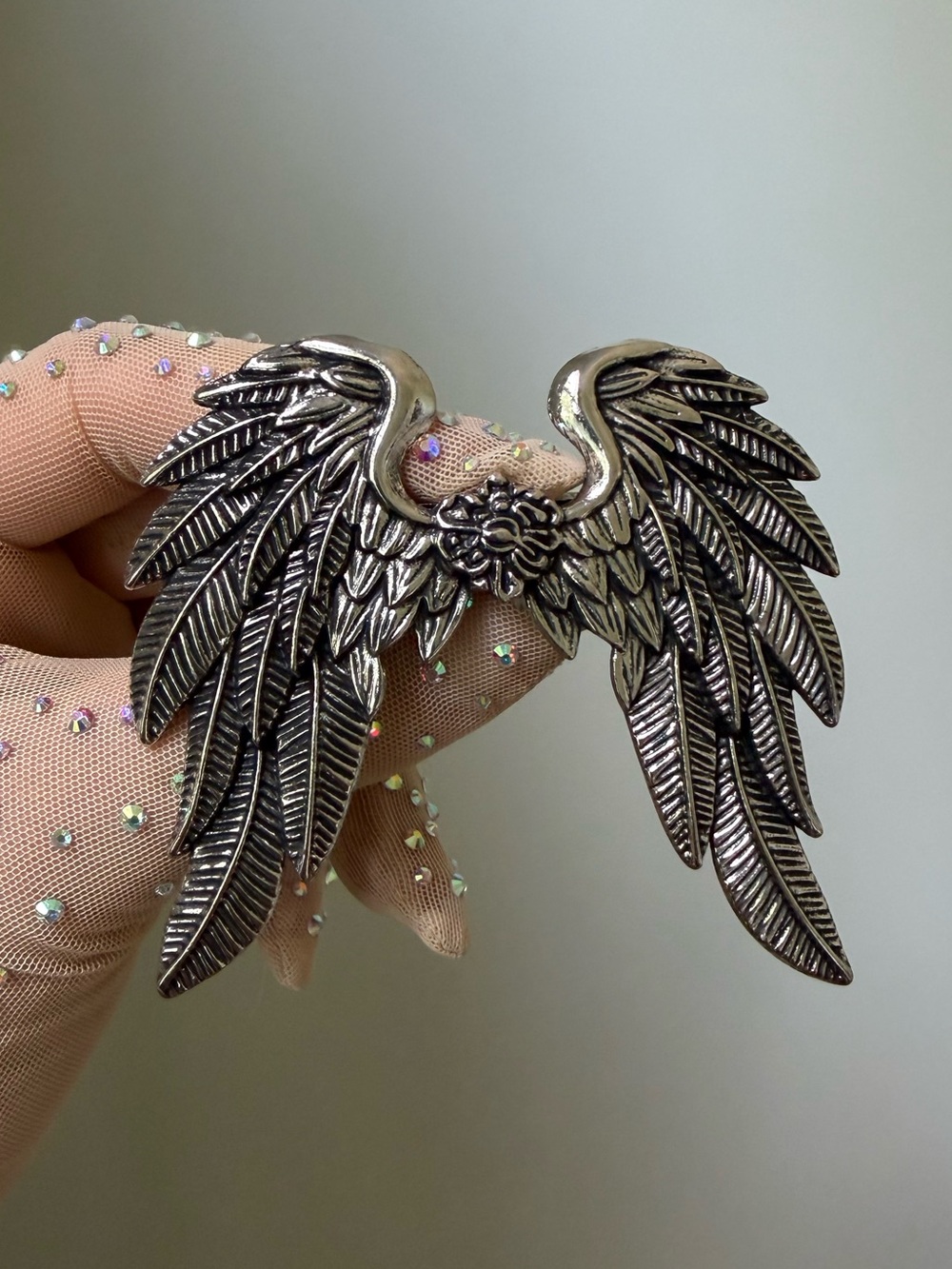Vintage Silver Angel Wing Hair Barrette